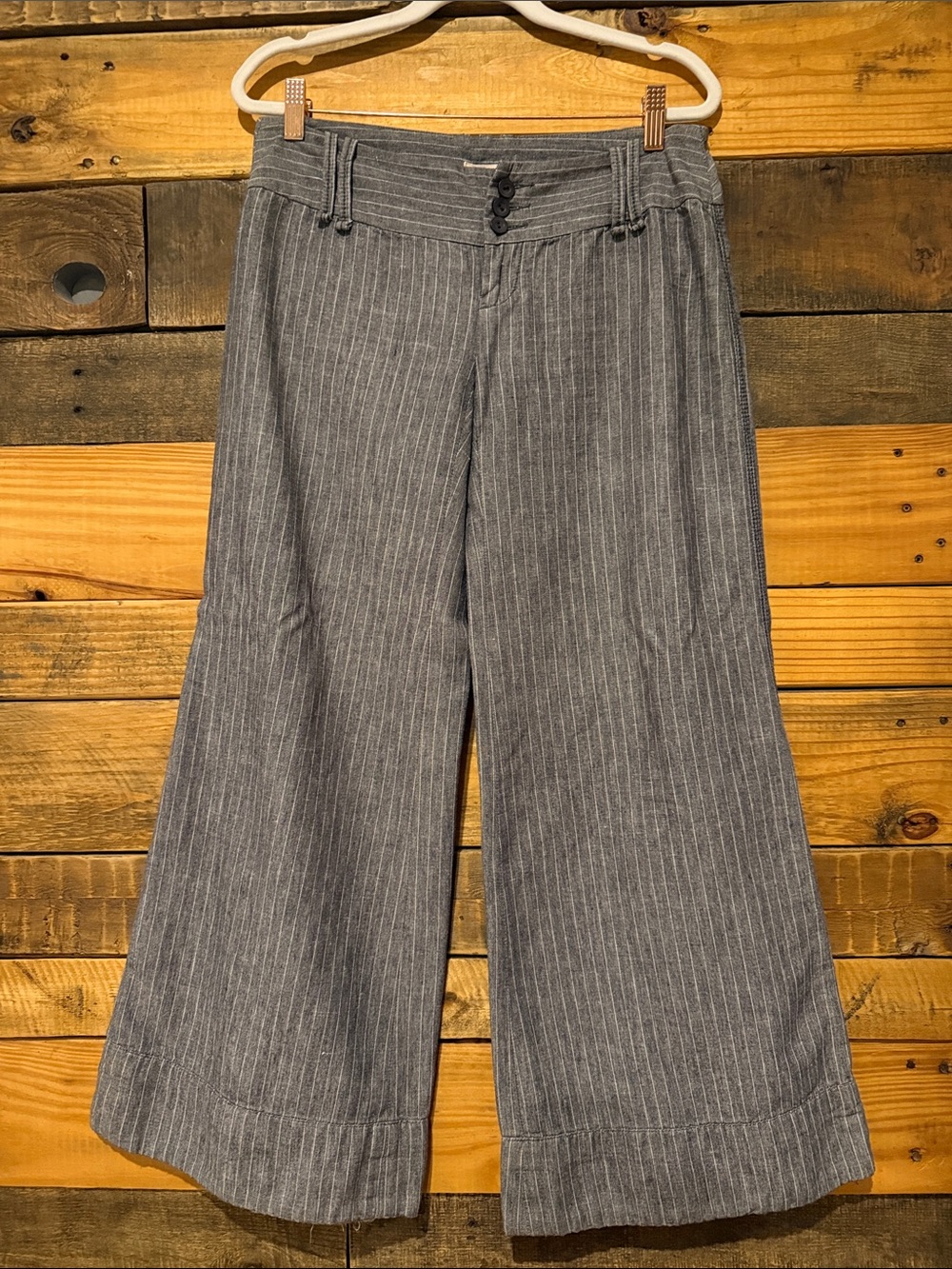 Free People Charcoal Pinstripe Wide Leg Pants
